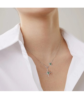 Sterling Silver Emerald Star Pendant Necklace for Women Livraison rapide