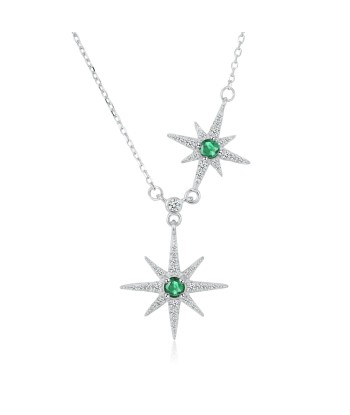 Sterling Silver Emerald Star Pendant Necklace for Women Livraison rapide