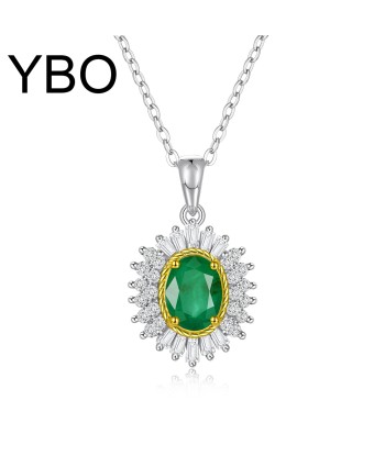 925 Sterling Silver Natural Emerald Pendant for Women online