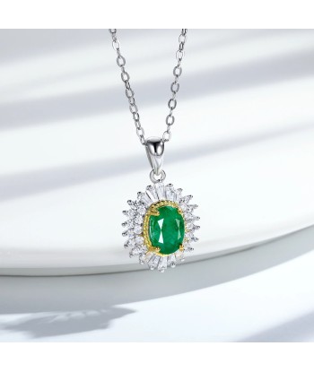 925 Sterling Silver Natural Emerald Pendant for Women online