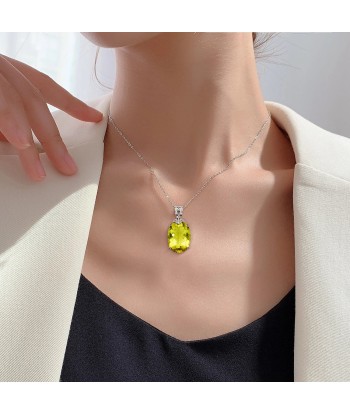 Sterling Silver Oval Lemon Quartz Pendant Necklace for Women En savoir plus