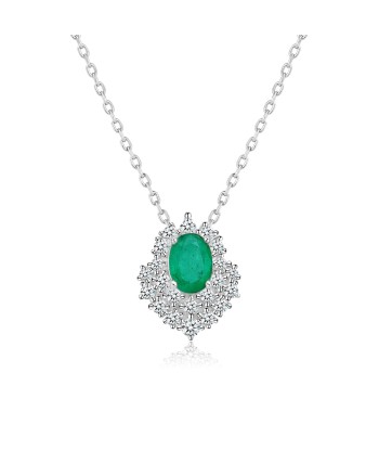 Sterling Silver Emerald Pendant Necklace for Women brillant des détails fins