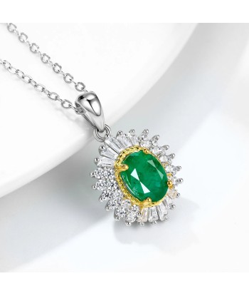 925 Sterling Silver Natural Emerald Pendant for Women online