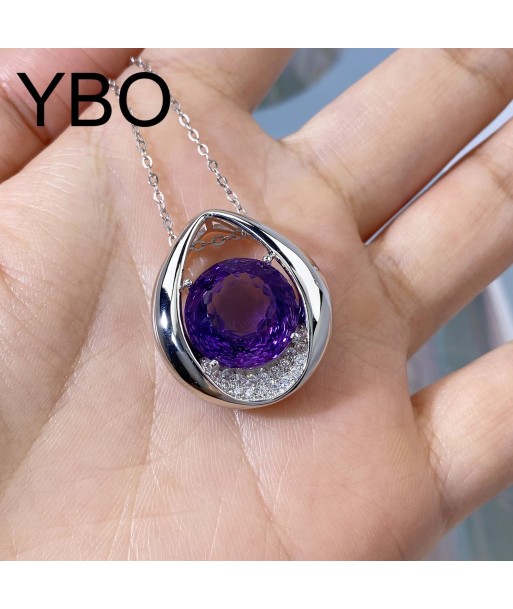 925 Sterling Silver Natural Amethyst Pendant Necklace for Women une grave pollution 