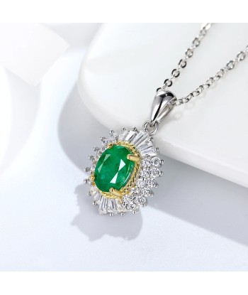 925 Sterling Silver Natural Emerald Pendant for Women online