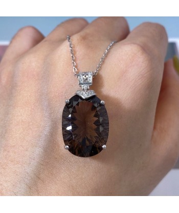 925 Sterling Silver Smoky Quartz Necklace for Women offre 