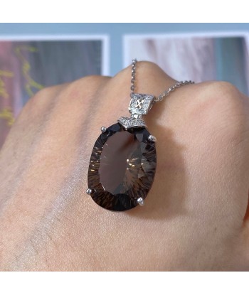 925 Sterling Silver Smoky Quartz Necklace for Women offre 