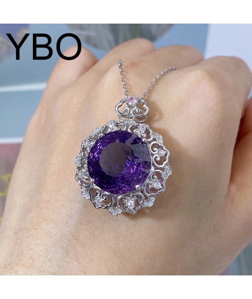 925 Sterling Silver Amethyst Round Pendant Necklace for Women votre