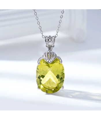 Sterling Silver Oval Lemon Quartz Pendant Necklace for Women En savoir plus