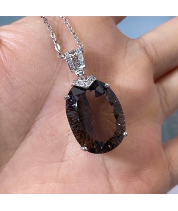 925 Sterling Silver Smoky Quartz Necklace for Women offre 