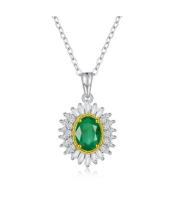 925 Sterling Silver Natural Emerald Pendant for Women online