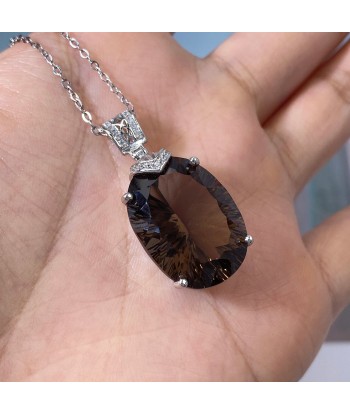 925 Sterling Silver Smoky Quartz Necklace for Women offre 