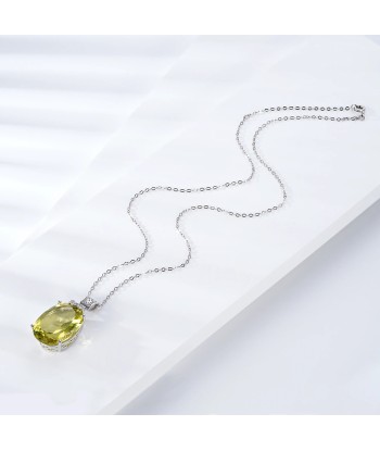 Sterling Silver Oval Lemon Quartz Pendant Necklace for Women En savoir plus