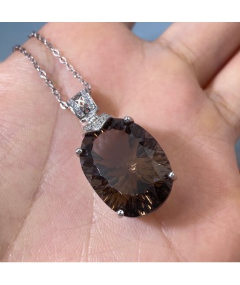 925 Sterling Silver Smoky Quartz Necklace for Women offre 