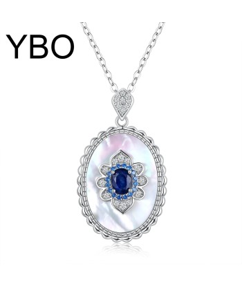 Sterling Silver Sapphire Flower Pendant Necklace for Women Véritable concentré