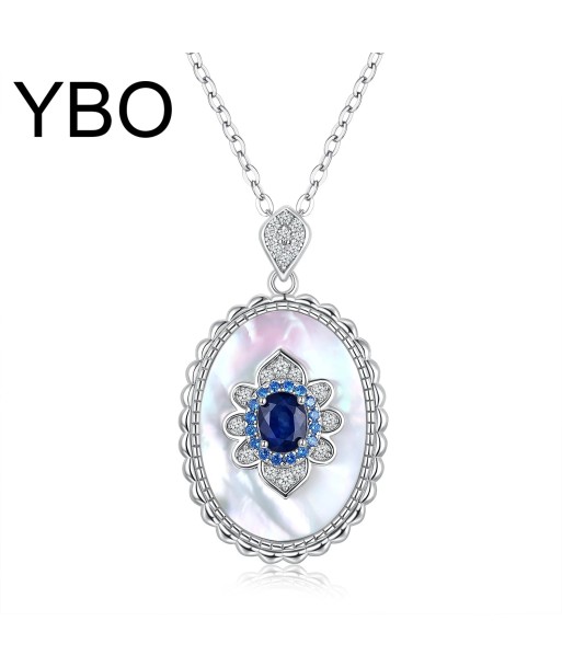 Sterling Silver Sapphire Flower Pendant Necklace for Women Véritable concentré