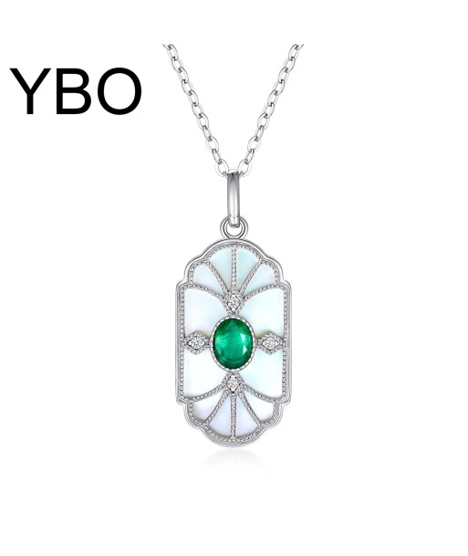 Sterling Silver Emerald Pendant Necklace for Woman Livraison rapide