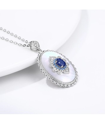 Sterling Silver Sapphire Flower Pendant Necklace for Women Véritable concentré