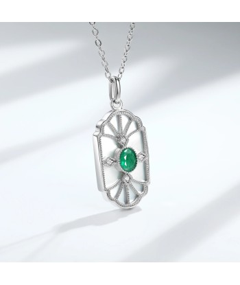 Sterling Silver Emerald Pendant Necklace for Woman Livraison rapide