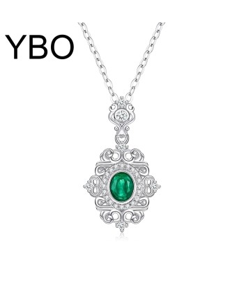 925 Sterling Silver Natural Emerald Pendant Necklace for Women rembourrage situé sous