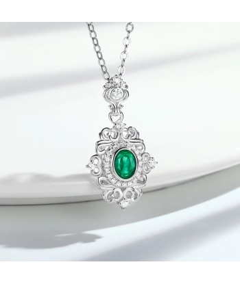 925 Sterling Silver Natural Emerald Pendant Necklace for Women rembourrage situé sous