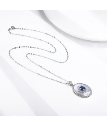 Sterling Silver Sapphire Flower Pendant Necklace for Women Véritable concentré