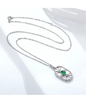 Sterling Silver Emerald Pendant Necklace for Woman Livraison rapide