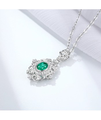 925 Sterling Silver Natural Emerald Pendant Necklace for Women rembourrage situé sous