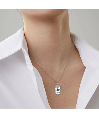 Sterling Silver Emerald Pendant Necklace for Woman Livraison rapide