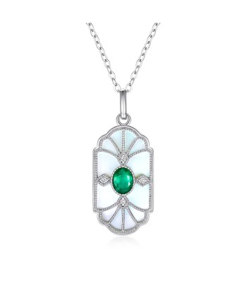 Sterling Silver Emerald Pendant Necklace for Woman Livraison rapide