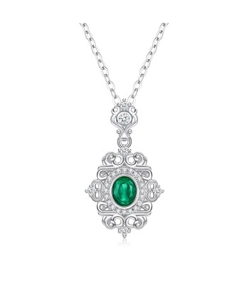 925 Sterling Silver Natural Emerald Pendant Necklace for Women rembourrage situé sous