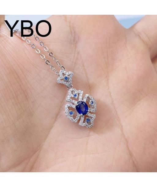 Sterling Silver Natural Sapphire Pendant Necklace for Women acheter