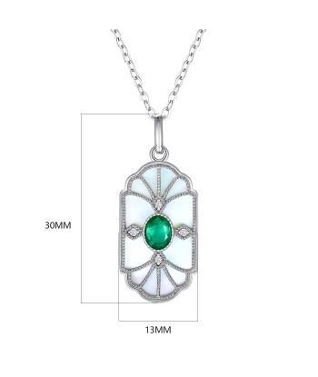 Sterling Silver Emerald Pendant Necklace for Woman Livraison rapide