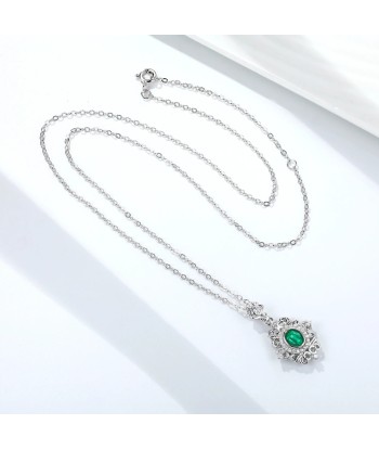 925 Sterling Silver Natural Emerald Pendant Necklace for Women rembourrage situé sous