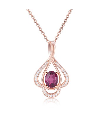 Sterling Silver Rose Gold Plated Garnet Amethyst Pyrope Pendant Necklace for Women Economisez 