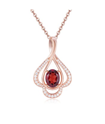 Sterling Silver Rose Gold Plated Garnet Amethyst Pyrope Pendant Necklace for Women Economisez 