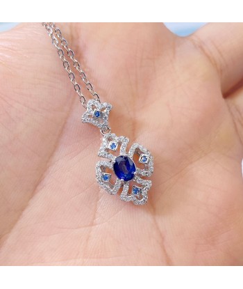 Sterling Silver Natural Sapphire Pendant Necklace for Women acheter