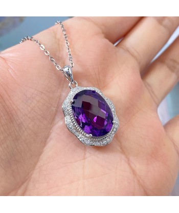 Sterling Silver Amethyst Pendant Necklace for Women plus qu'un jeu 