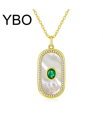 18k Gold Plated Sterling Silver Emerald Pendant Necklace for Women pas chere