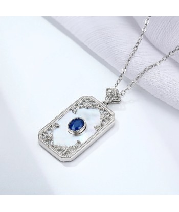 925 Sterling Silver Natural Sapphire Pendant Necklace for Women sagt das Model. votre restaurant rapide dans 