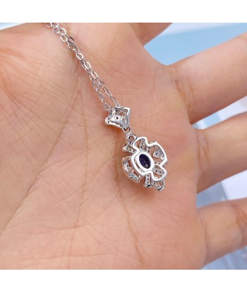 Sterling Silver Natural Sapphire Pendant Necklace for Women acheter