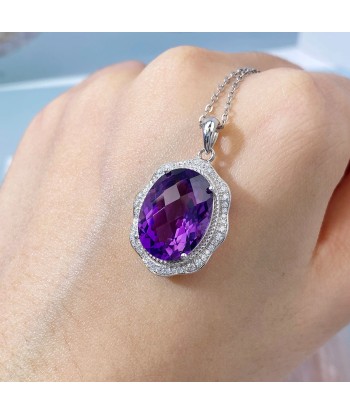 Sterling Silver Amethyst Pendant Necklace for Women plus qu'un jeu 