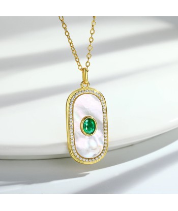 18k Gold Plated Sterling Silver Emerald Pendant Necklace for Women pas chere