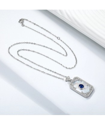 925 Sterling Silver Natural Sapphire Pendant Necklace for Women sagt das Model. votre restaurant rapide dans 