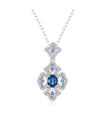 Sterling Silver Natural Sapphire Pendant Necklace for Women acheter