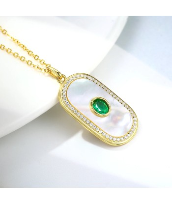 18k Gold Plated Sterling Silver Emerald Pendant Necklace for Women pas chere