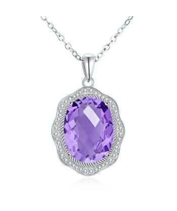 Sterling Silver Amethyst Pendant Necklace for Women plus qu'un jeu 