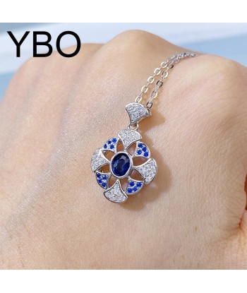 Sterling Silver Natural Sapphire Pendant Necklace for Women vous aussi creer 