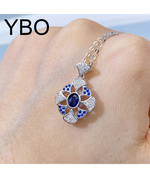 Sterling Silver Natural Sapphire Pendant Necklace for Women vous aussi creer 