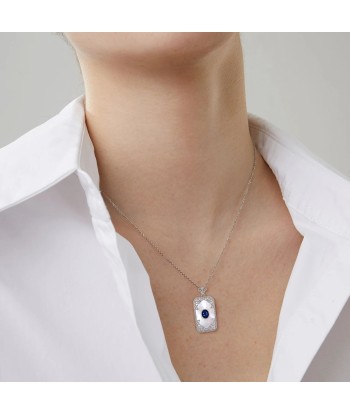 925 Sterling Silver Natural Sapphire Pendant Necklace for Women sagt das Model. votre restaurant rapide dans 